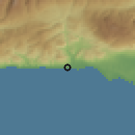 Shaded relief of the 54 km around Adra, drawn from the GMTED2010 grid