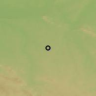 Shaded relief of the 54 km around Almendralejo, drawn from the GMTED2010 grid