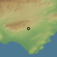 Shaded relief of the 54 km around Nijar, drawn from the GMTED2010 grid