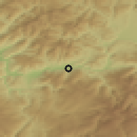 Shaded relief of the 52 km around O Barco de Valdeorras, drawn from the GMTED2010 grid