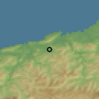 Shaded relief of the 52 km around Oiartzun, drawn from the GMTED2010 grid