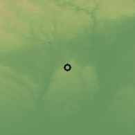 Shaded relief of the 54 km around Olivares, drawn from the GMTED2010 grid