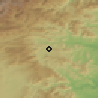 Shaded relief of the 53 km around Olot, drawn from the GMTED2010 grid