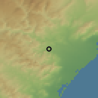 Shaded relief of the 53 km around Onda, drawn from the GMTED2010 grid