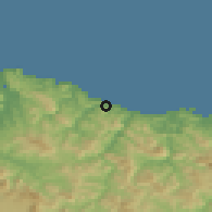Shaded relief of the 52 km around Ondarroa, drawn from the GMTED2010 grid