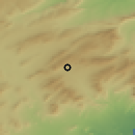 Shaded relief of the 54 km around Onil, drawn from the GMTED2010 grid
