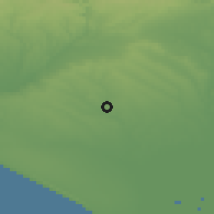 Shaded relief of the 54 km around Almonte, drawn from the GMTED2010 grid