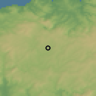 Shaded relief of the 52 km around Ordes, drawn from the GMTED2010 grid