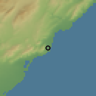 Shaded relief of the 53 km around Oropesa, drawn from the GMTED2010 grid