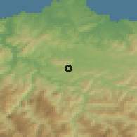 Shaded relief of the 52 km around Oviedo, drawn from the GMTED2010 grid
