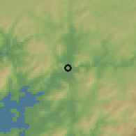 Shaded relief of the 52 km around Padrón, drawn from the GMTED2010 grid