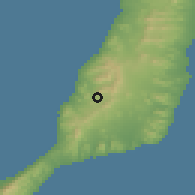 Shaded relief of the 57 km around Pájara, drawn from the GMTED2010 grid