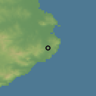 Shaded relief of the 53 km around Palafrugell, drawn from the GMTED2010 grid