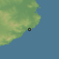 Shaded relief of the 53 km around Palamós, drawn from the GMTED2010 grid