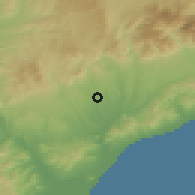 Shaded relief of the 53 km around Palau-solità i Plegamans, drawn from the GMTED2010 grid