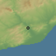 Shaded relief of the 53 km around Pallejà, drawn from the GMTED2010 grid
