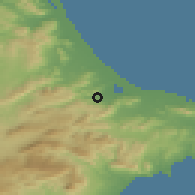 Shaded relief of the 54 km around Pego, drawn from the GMTED2010 grid