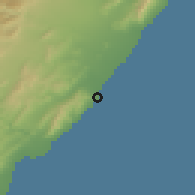 Shaded relief of the 53 km around Peñíscola, drawn from the GMTED2010 grid