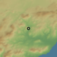 Shaded relief of the 54 km around Álora, drawn from the GMTED2010 grid