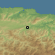 Shaded relief of the 52 km around Piloña, drawn from the GMTED2010 grid
