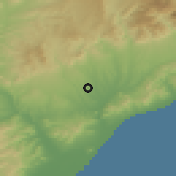 Shaded relief of the 53 km around Polinyà, drawn from the GMTED2010 grid
