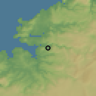 Shaded relief of the 52 km around Pontedeume, drawn from the GMTED2010 grid