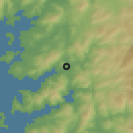 Shaded relief of the 52 km around Pontevedra, drawn from the GMTED2010 grid