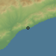 Shaded relief of the 53 km around Premià de Mar, drawn from the GMTED2010 grid