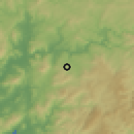 Shaded relief of the 52 km around A Estrada, drawn from the GMTED2010 grid