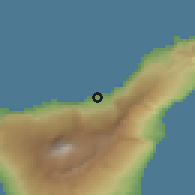 Shaded relief of the 57 km around Puerto de la Cruz, drawn from the GMTED2010 grid