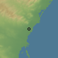 Shaded relief of the 53 km around Puig, drawn from the GMTED2010 grid
