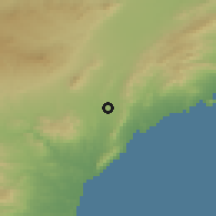 Shaded relief of the 54 km around Pulpí, drawn from the GMTED2010 grid