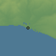 Shaded relief of the 54 km around Punta Umbría, drawn from the GMTED2010 grid