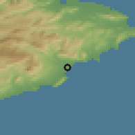 Shaded relief of the 54 km around Altea, drawn from the GMTED2010 grid