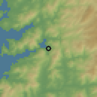 Shaded relief of the 53 km around Redondela, drawn from the GMTED2010 grid
