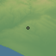 Shaded relief of the 54 km around Rociana del Condado, drawn from the GMTED2010 grid