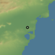Shaded relief of the 54 km around Rojales, drawn from the GMTED2010 grid