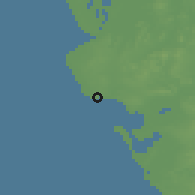 Shaded relief of the 54 km around Rota, drawn from the GMTED2010 grid
