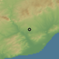 Shaded relief of the 53 km around Rubí, drawn from the GMTED2010 grid