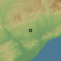 Shaded relief of the 53 km around Sabadell, drawn from the GMTED2010 grid