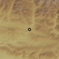 Shaded relief of the 52 km around Sabiñánigo, drawn from the GMTED2010 grid