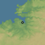 Shaded relief of the 52 km around Sada, drawn from the GMTED2010 grid