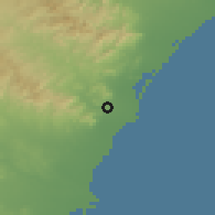 Shaded relief of the 53 km around Sagunt, drawn from the GMTED2010 grid