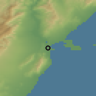 Shaded relief of the 53 km around Amposta, drawn from the GMTED2010 grid