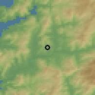 Shaded relief of the 53 km around Salceda de Caselas, drawn from the GMTED2010 grid
