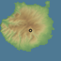 Shaded relief of the 57 km around San Bartolomé de Tirajana, drawn from the GMTED2010 grid