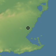 Shaded relief of the 54 km around San Javier, drawn from the GMTED2010 grid