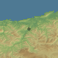 Shaded relief of the 52 km around Andoain, drawn from the GMTED2010 grid