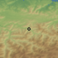 Shaded relief of the 52 km around San Martín del Rey Aurelio, drawn from the GMTED2010 grid