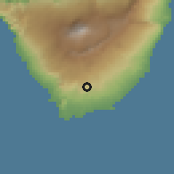 Shaded relief of the 57 km around San Miguel de Abona, drawn from the GMTED2010 grid